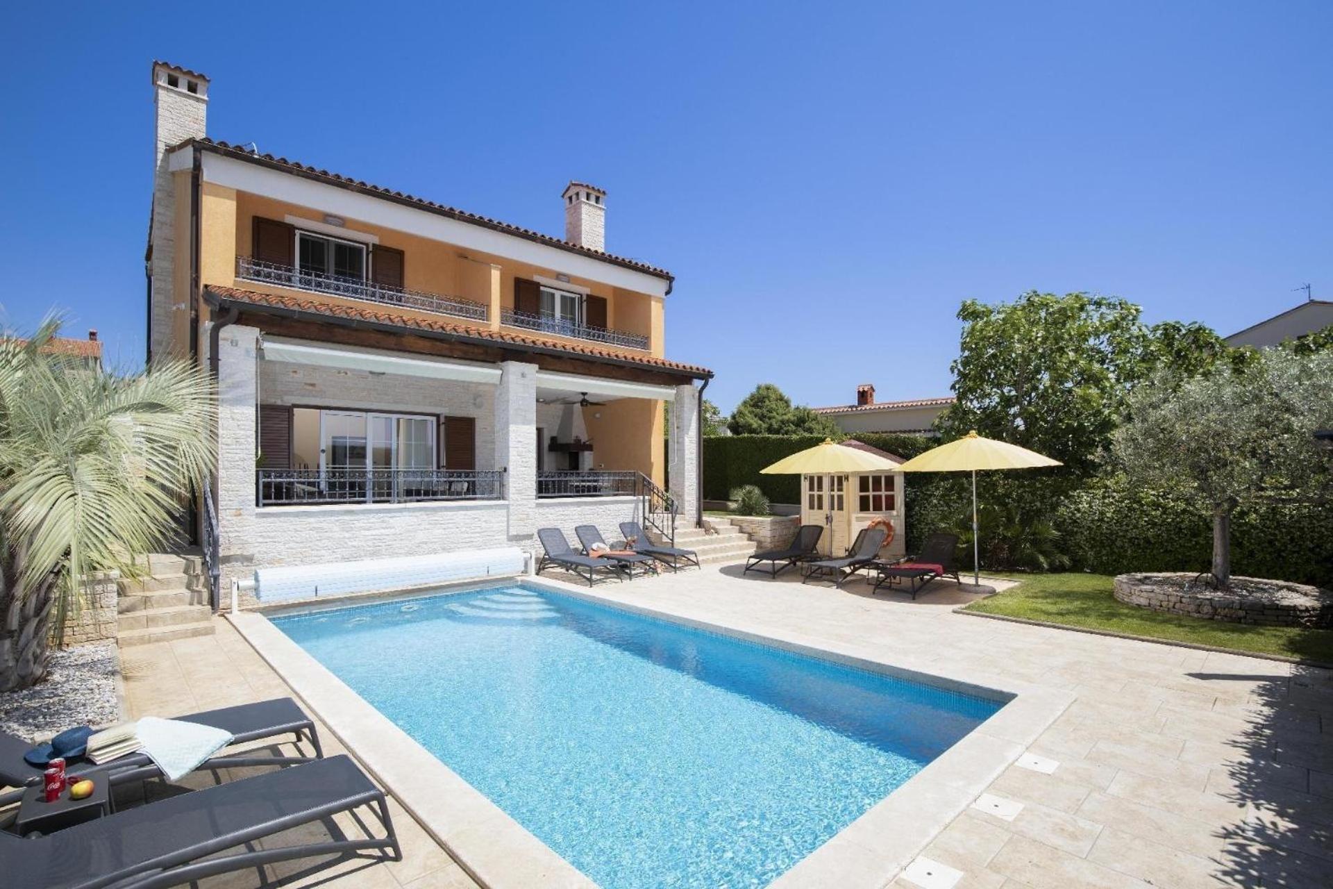 Ferienhaus In Pomer Mit Privatem Beheizten Pool Und Meerblick ภายนอก รูปภาพ